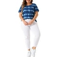 thumbnail image 2 of Agnes Orinda Women's Plus Size T-Shirts Round Neck Short Sleeve Multi Color Tie Dye Casual Tops 4X Blue, 2 of 6