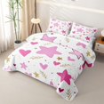 thumbnail image 3 of Manfei Lovely Stars Heart Quilt Full,Playful Design Full Bedspread Sets,Pink Gold White,Polkadot Reversible,3-Piece,1 Coverlet and 2 Pillowcases, 3 of 7