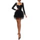 thumbnail image 1 of Vestido de malla para mujer, cintura alta, manga larga, control de barriga con hombros descubiertos XBTCLXEBCO XL;Manga larga negra, 1 of 6