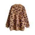 thumbnail image 4 of Cute Cardigans Women Loose Casual Leopard Print Long Sleeve V Neck Knit Sweater Outfits Clothes, 4 of 8