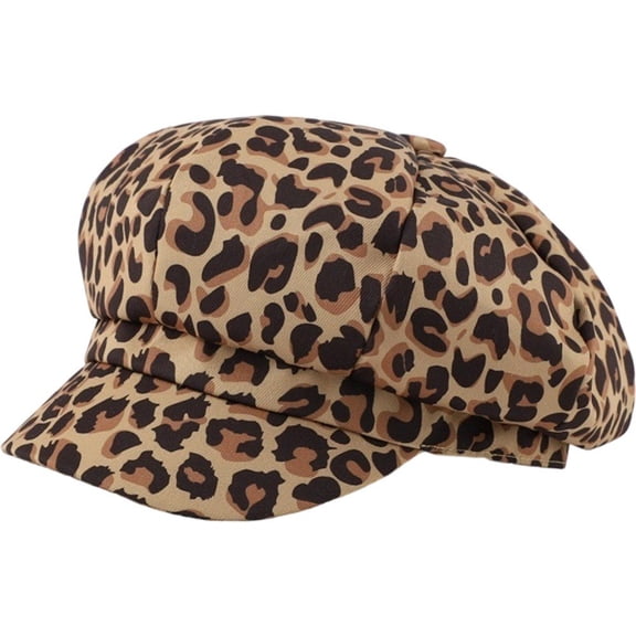 Newsboy Caps Women Leopard Zebra Print Beret Hat French Style Beanie Caps Retro Hip Hop Casual Painter Cap Warm Painter Hat for Autumn Winter Spring
