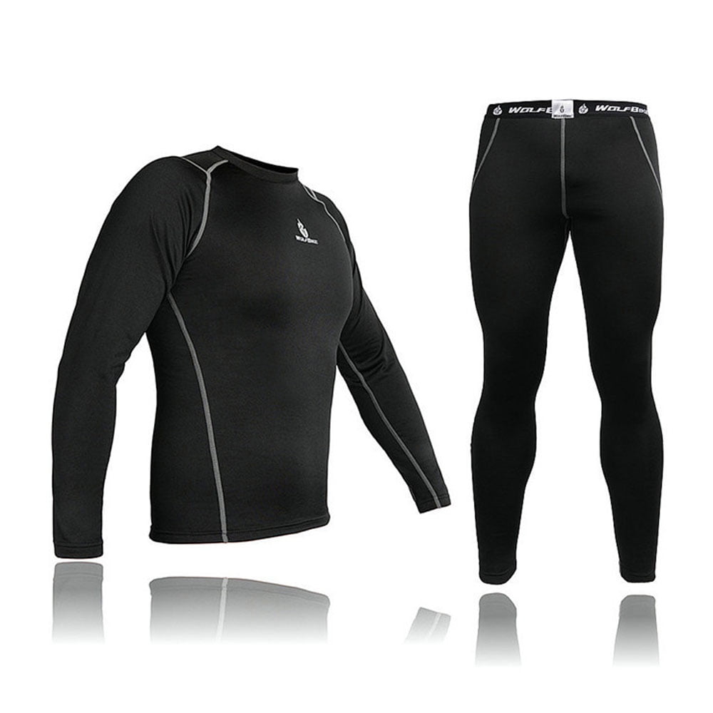 Mens Compression Base Layer Run Cycling Bicycle Bike Top Shirt Leggings Tights Set by EPC