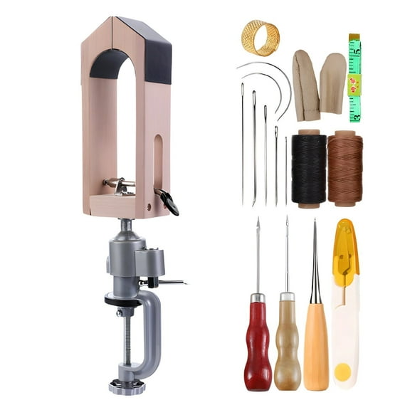 Professional Leathercraft Stitching Pony Tool - Beech Wood Base, Adjustable Clamp, for Hand Sewing & DIY Leatherworking - Features PU Cushioned Jaws for Enhanced Grip