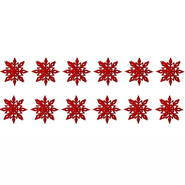 red Adornos de copos de nieve, copos de nieve con purpurina de plástico para invierno, interior, exterior, árbol de Navidad, decoraciones para ventana y habitación