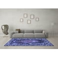 thumbnail image 3 of Ahgly Company Machine Washable Indoor Square Medallion Blue Traditional Area Rugs, 3' Square, 3 of 4