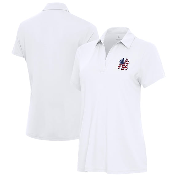 Women's Antigua White New York Yankees Independence Day Patriotic Logo Era Polo