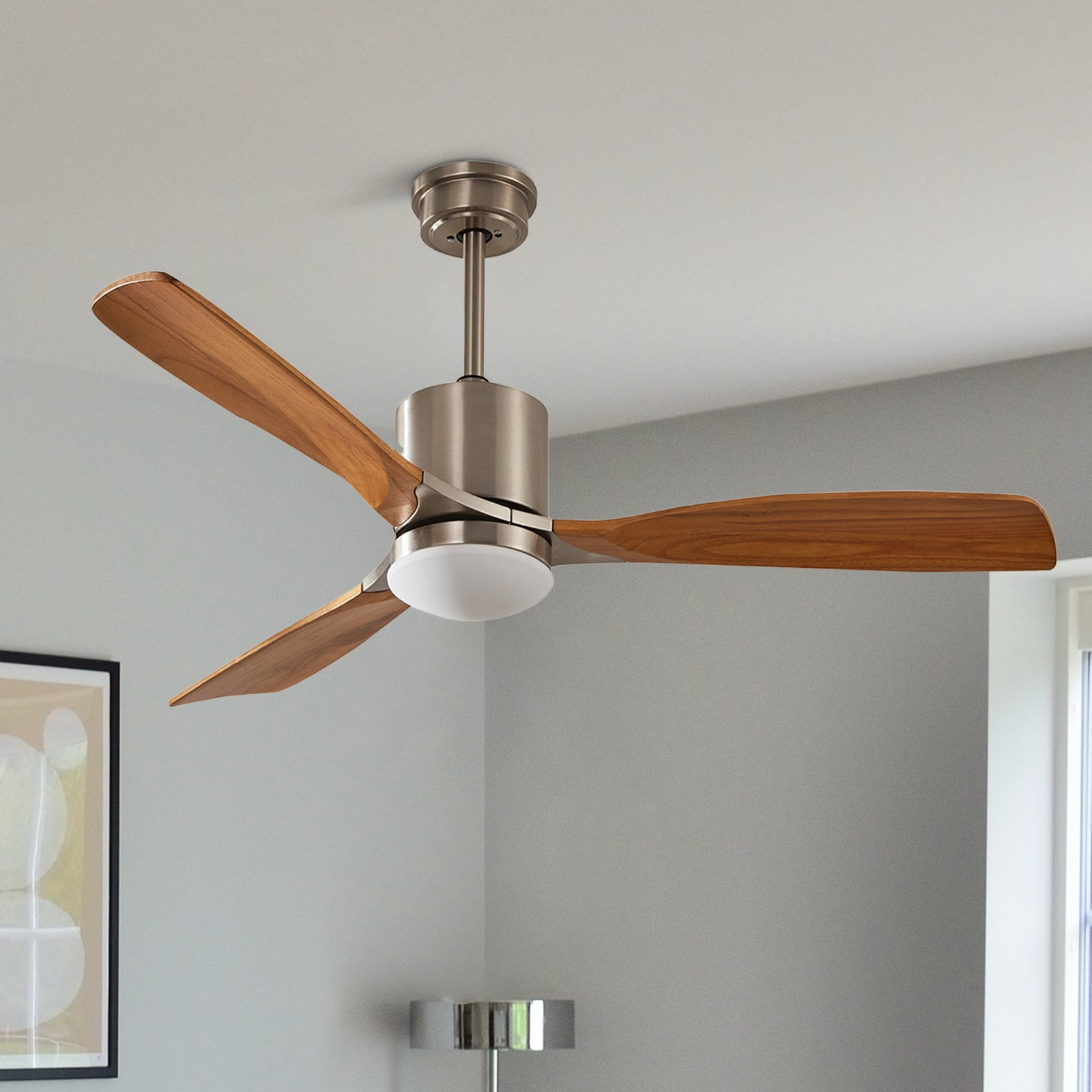 ExBrite 52 inch Wood Ceiling Fan with Led Lights and Remote Control 3 Blades Cherry Birch