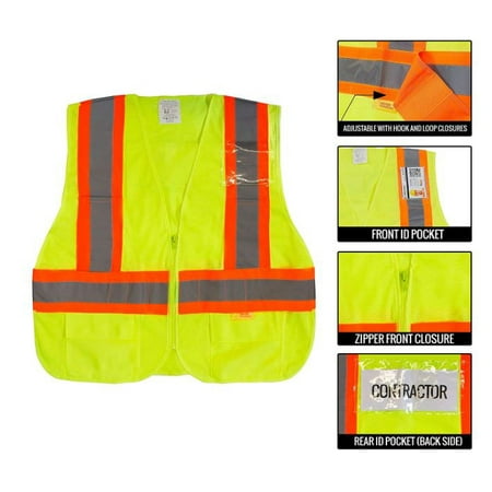 

Class 2 High Visibility Safety Vest- ANSI/ ISEA Standard One Size Fits All 50 Pack - Lime