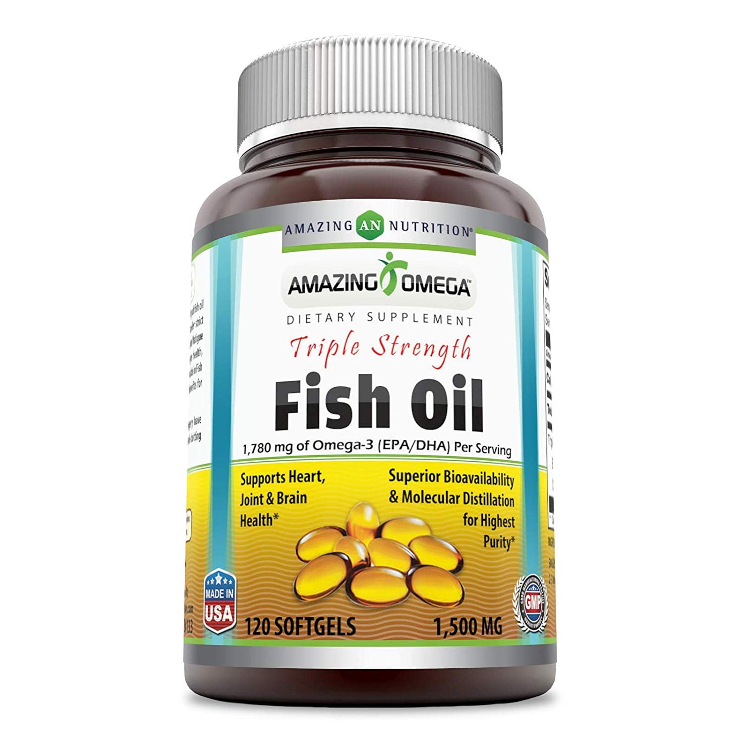 Amazing Omega Triple Strength Fish Oil-1,500 Mg, 120 Softgels