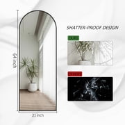 GLSL Length Mirror Arch Standing Floor Mirror, 64x21 Arched Wall Mirror, Black
