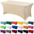 thumbnail image 1 of GFDYREE Spandex Tablecloth 8FT Stretch Table Cover Fitted Rectangular Tables, Universal Stretch Patio Table Cloth for Wedding, Banquet, Party and Event（Champagne, 8FT, 1 of 7