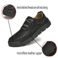 thumbnail image 3 of Men's Casual Leather Shoes Hand-Stitched Fashion Classic Loafers Lightweight Lace-Up Non-Slip Wear-Resistant Work Shoes Black 10 US, 3 of 7