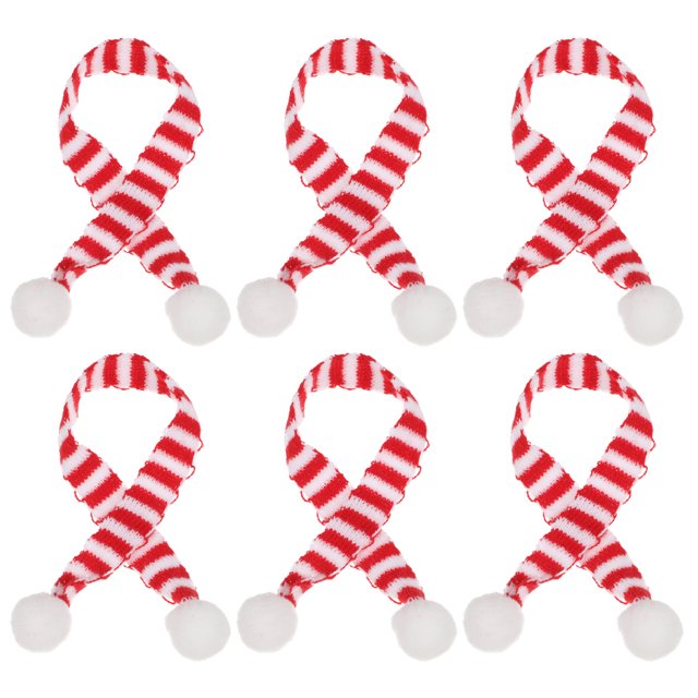 6 piezas Mini bufanda roja y blanca de Navidad Rayas navideñas Botella de vino tinto Bufanda de punto Muñeca Cubierta Adorno de fiesta de Navidad Decoración del hogar Accesorio