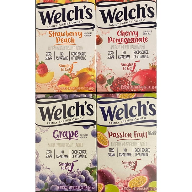 Variety Pack Welch's Singles to Go Flavored Drink Mix Passion Fruit Cherry Pomegranate