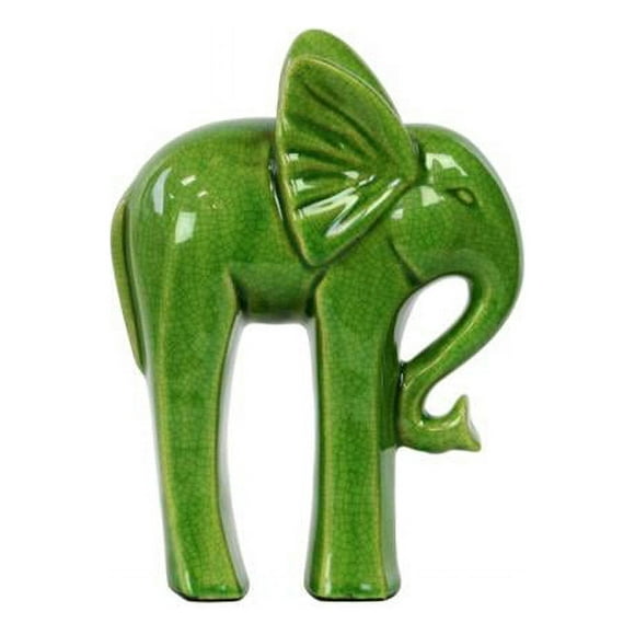 Collection Tendances Urbaines Éléphant Debout en Céramique 10628 avec de Longues Jambes Figurine- Brillant Jaune Vert