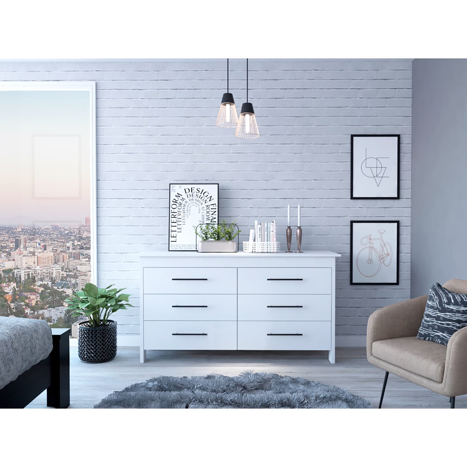 Kadyn 6 Drawer Double Nursery Dresser, Chest of Drawers with Four Legs, Storage Cabinet for Living Room, White Sideboard Kadyn 6 Drawer Double Nursery Dresser, Chest of Drawers with Four Legs, Storage Cabinet for Living Room, White Sideboard