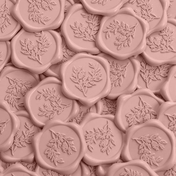 Pegatinas de Sello de Cera UNIQOOO Eucalipto para Boda 100 Piezas Rosa Empolvado