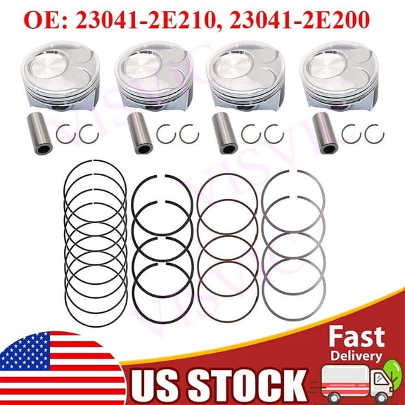 4 x Piston and Rings Kit Fit For Kia Soul Forte Forte5 Forte Koup 2.0L 2014-2018