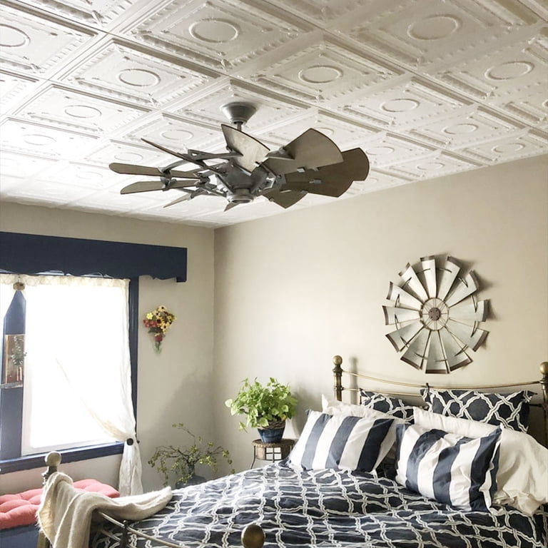 A La Maison R47 Romanesque Wreath Foam Ceiling Tiles – 48 Pack, Covers 128 Sq Ft, Lightweight Glue-Up Design, Paintable, Perfect For Bedrooms, Kitchens, Porches