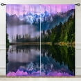 thumbnail image 3 of Landscape Curtains Rod Pocket Blackout Room Darkening Curtains with Forest Lake Snow Mountain Scenery Print Pattern Nature Theme Window Drapes for Bedroom Living Room 2 Panels 52 x 84 Inch, 3 of 6