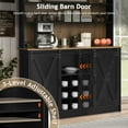thumbnail image 4 of DreamCurship Farmhouse Coffee Bar Cabinet, 67" Kitchen Hutch with 2-Tier Open Shelves, Coffee Bar with 9 Racks, Black, 4 of 7