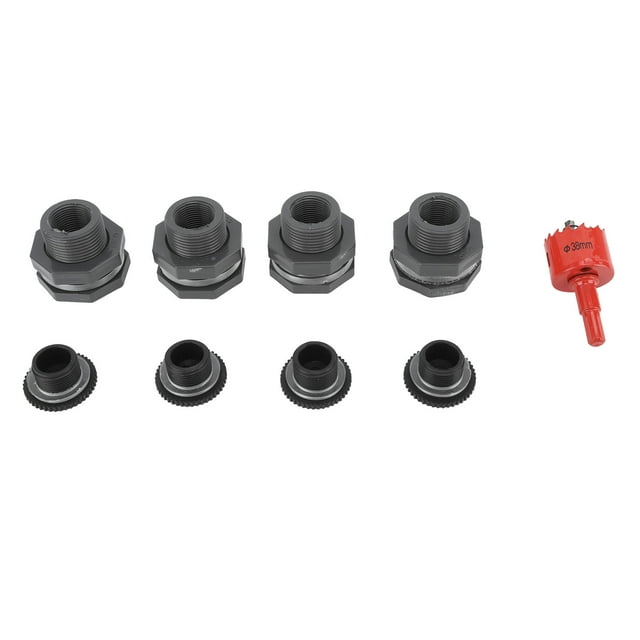 Kit de conector de espiga de PVC para barriles de lluvia, adaptador de mamparo de PVC para barril de lluvia de 3/4 de pulgada Accesorio de mamparo de PVC con tapones Funcionalidad de alta precisión