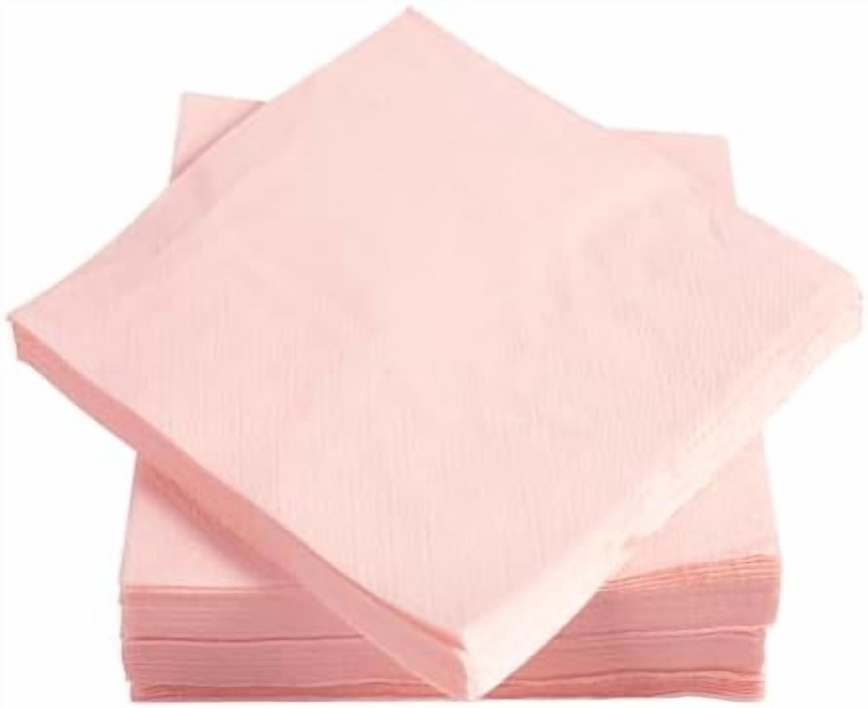 100 Pack Cocktail Napkin 2-Ply Dessert Napkins Folded 5 x 5 Inches Disposable Napkins for Dinner Wedding Birthday Party Bridal Anniversary Reception Event (100, Pink)