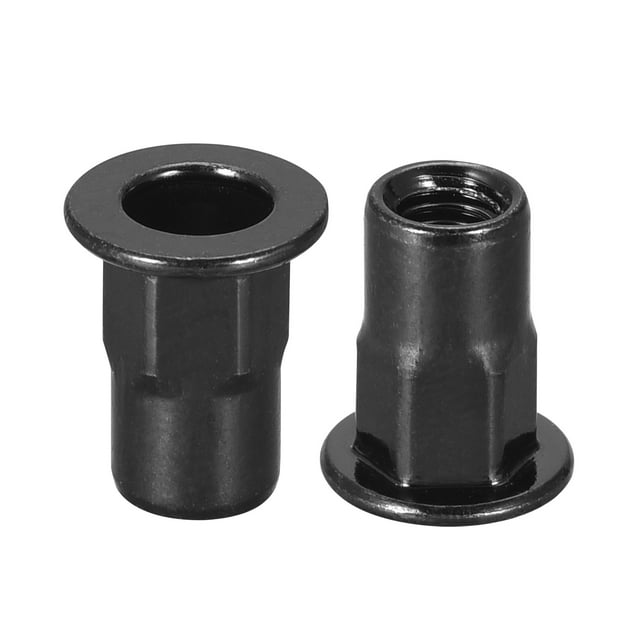 Unique Bargains M4 Écrous de Rivet, Demi Hexagonal Fileté Tête Plate en Acier au Carbone Zingué Écrou Fileté Noir 100 Pcs