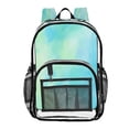 thumbnail image 3 of Iauyy Clear Backpack Heavy Duty PVC Transparent Backpack for College Workplace, Green Watercolor, 3 of 8
