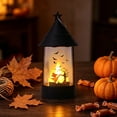 thumbnail image 6 of LED Flickering Candle Battery Operated Flameless Candle with Window Design, Halloween Decor Tabletop Lantern for Fall Indoor Decorative Lighting, Vintage Home Accent(C), 6 of 7