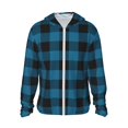 thumbnail image 1 of Fotbe Blue Black Plaid Chaqueta con Protección Solar UPF 50+ para Hombre y Mujer, Camisa con Capucha y Bolsillos-X-Large, 1 of 7