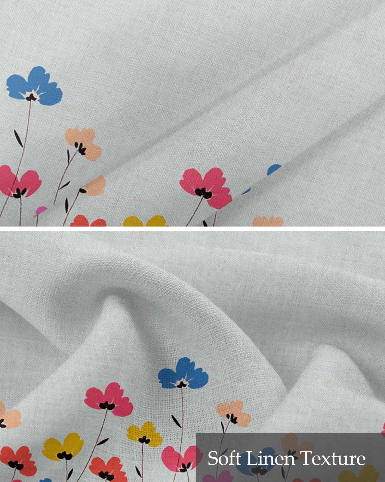 Spring Summer Floral Linen Curtain Valance for Bedroom/Bathroom/Kitchen/Office/Living/Dining Room Window,Farmhouse Flower Herb Rod Pocket Topper Decorative Cafe Drapes Panel 54"x18"