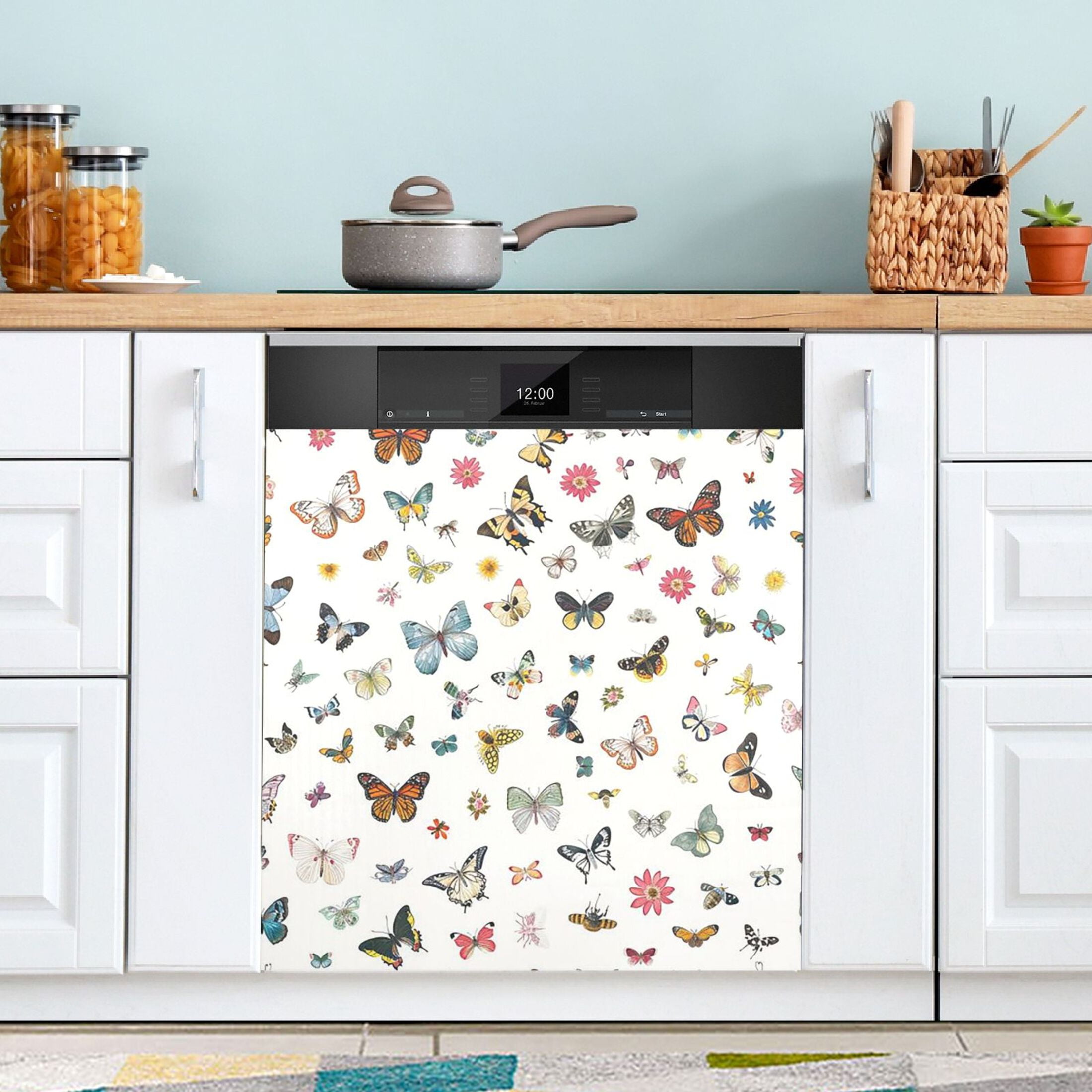 Dishwasher Magnetic Sticker 23x26 Inch Refrigerator Magnetic Sticker Washing Machine Magnetic Sticker Kitchen Panel Magnetic Sticker Home Decor Butterflies Of Various Colors