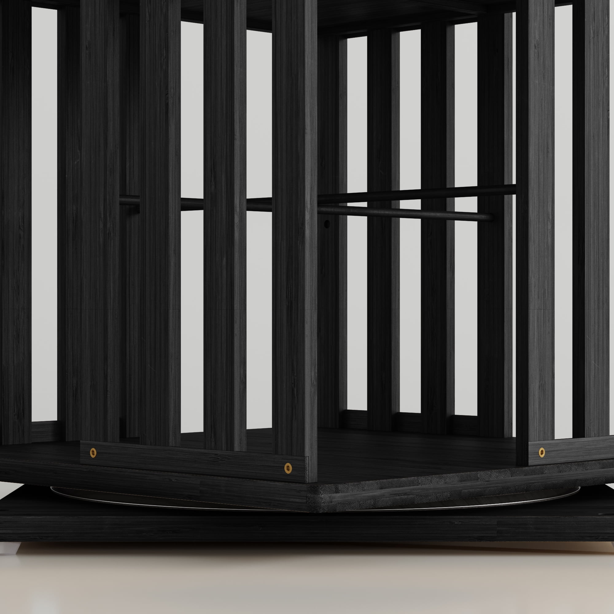 Yowos Bookcase, 4 Tier Rotating Bamboo Bookshelf 360° Spinning, Black