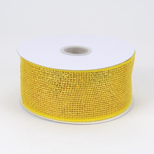 Yellow Metallic Deco Mesh Ribbons ( 2.5 inch x 25 yards )