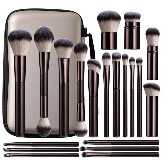 Set de Brochas para Maquillaje BS-MALL 20 Piezas con Estuche Portátil