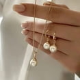thumbnail image 3 of SmartBy Faux Pearl Jewelry Set for Women White Faux Pearl Necklace Hoop Earrings Set for Bride Bridesmaid Wedding Accessory, 3 of 7