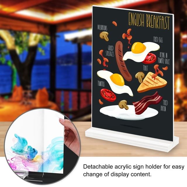 YAOMOBB Double-sided Sign Holder 3Pcs Sturdy Acrylic Sign Holder Double Sided T Shape Display Stand for Home Office and Retail