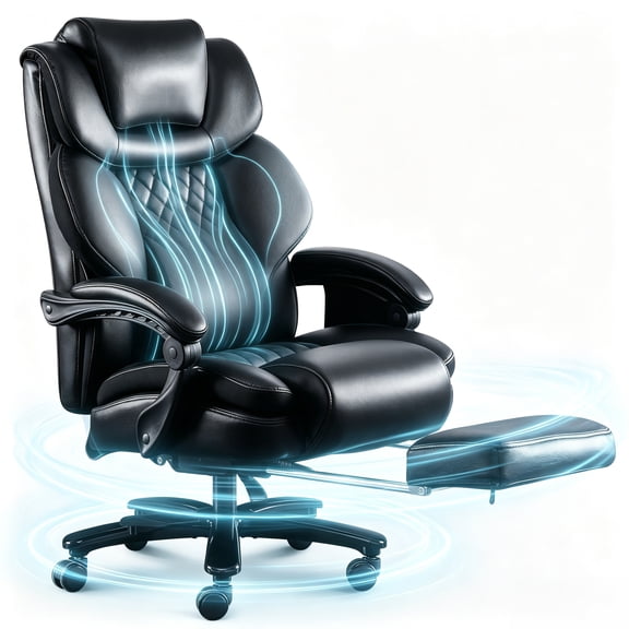 Centilab 3D Kneading Massage Office Chair, 500LB Capacity Executive Chair with Adjustable Lumbar Support, Ergonomic Reclining Computer Desk Chair with Footrest and Extra Wide Seat for Home Office