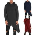 thumbnail image 5 of Utoimkio Men's Asymmetric Plus Size Hooded Sweatshirts Pullover Long Sleeve Hoodie Coat Casual Crewneck Sweatshirts Solid Pullover Tops for Men, 5 of 5