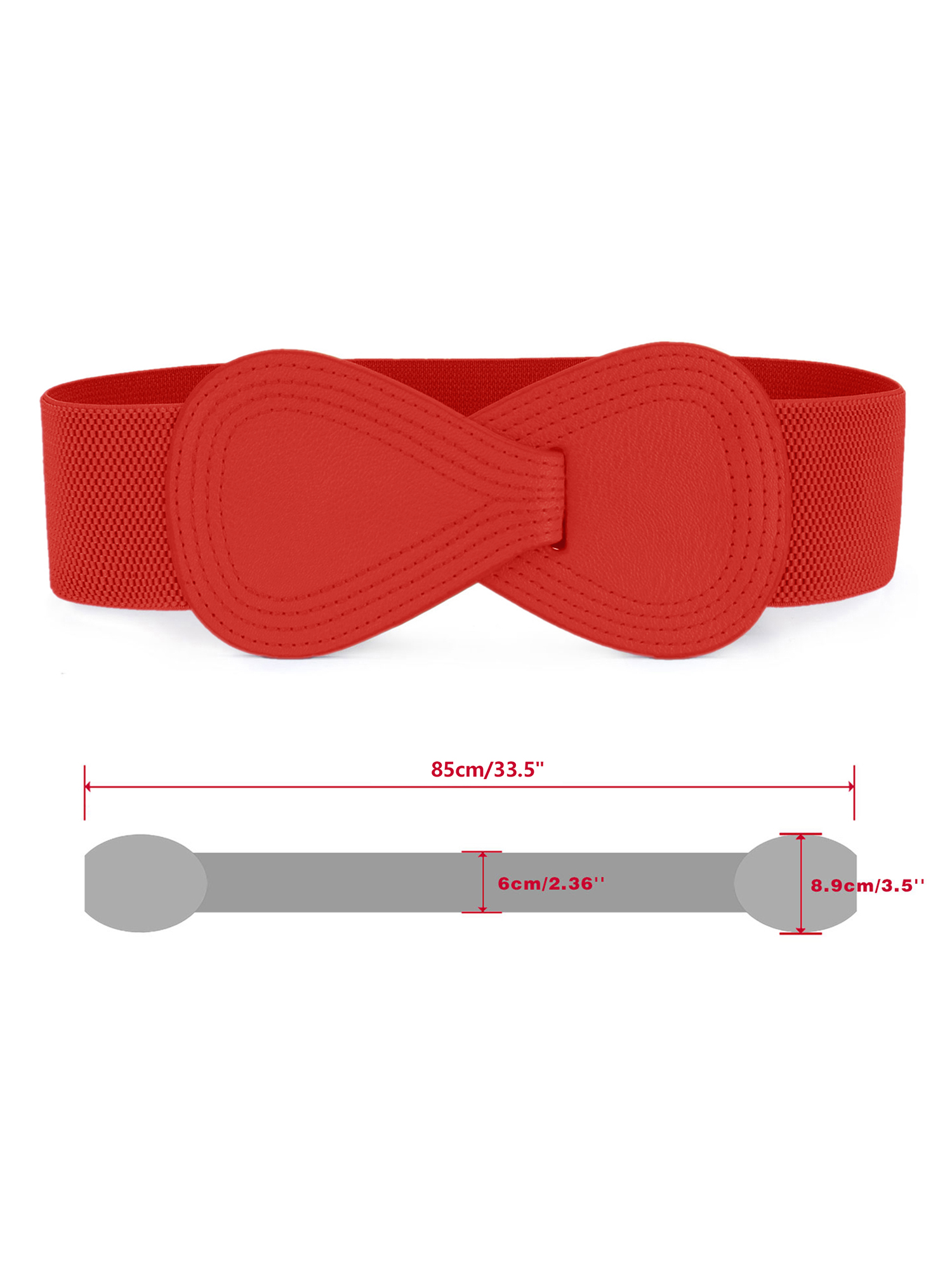 6573 2pcs Women\'s Plus Size Stretchy Waist Belt 8-shaped Faux Leather INSPIRE CHIC Women main image 2