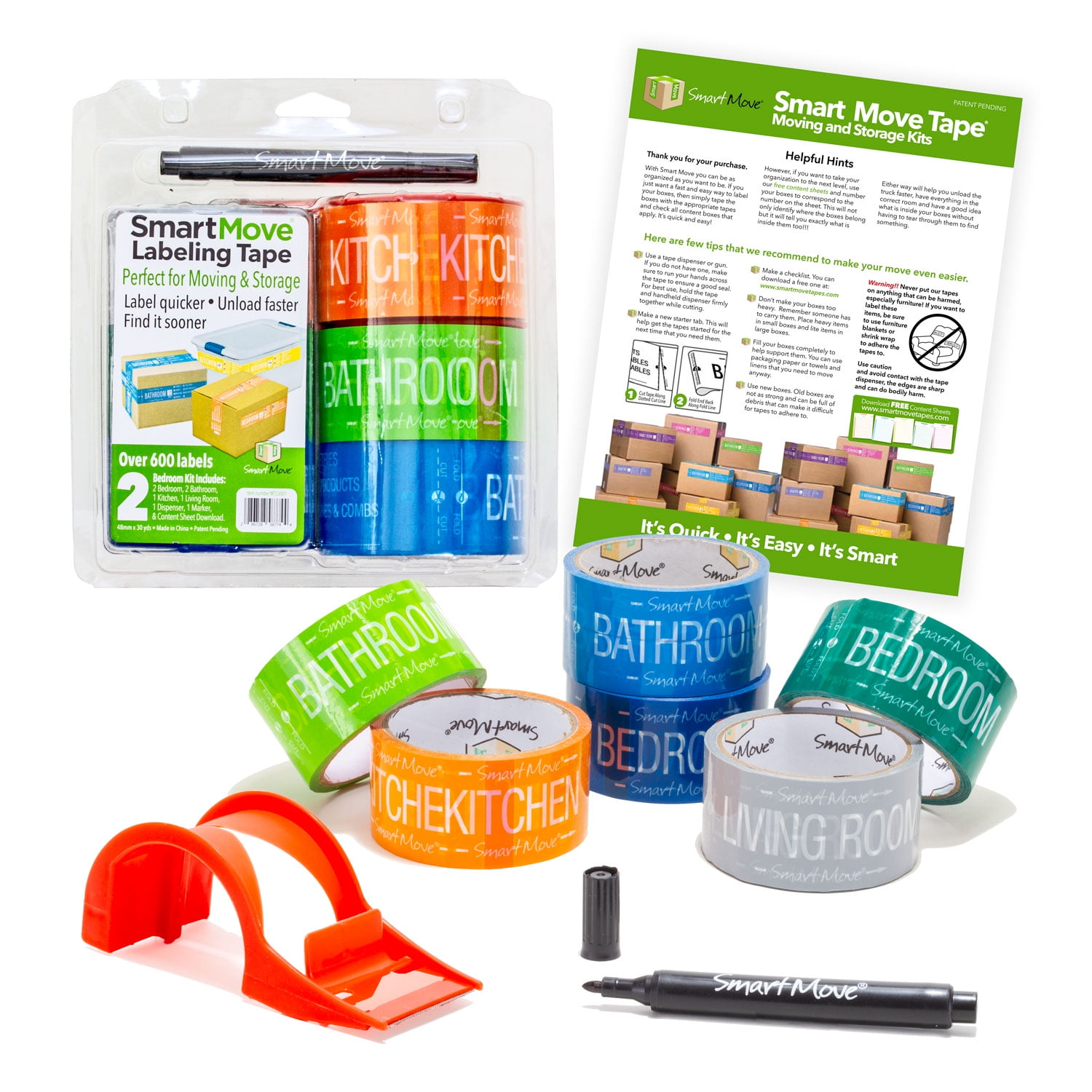 uBoxes MultiColored 2 Bedroom Labeling Tape Packing Tape