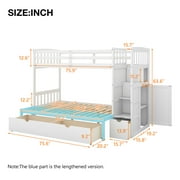 Euroco Twin over Twin Bunk Bed with Drawer and Cabinet for Kids Teens Bedroom, White
