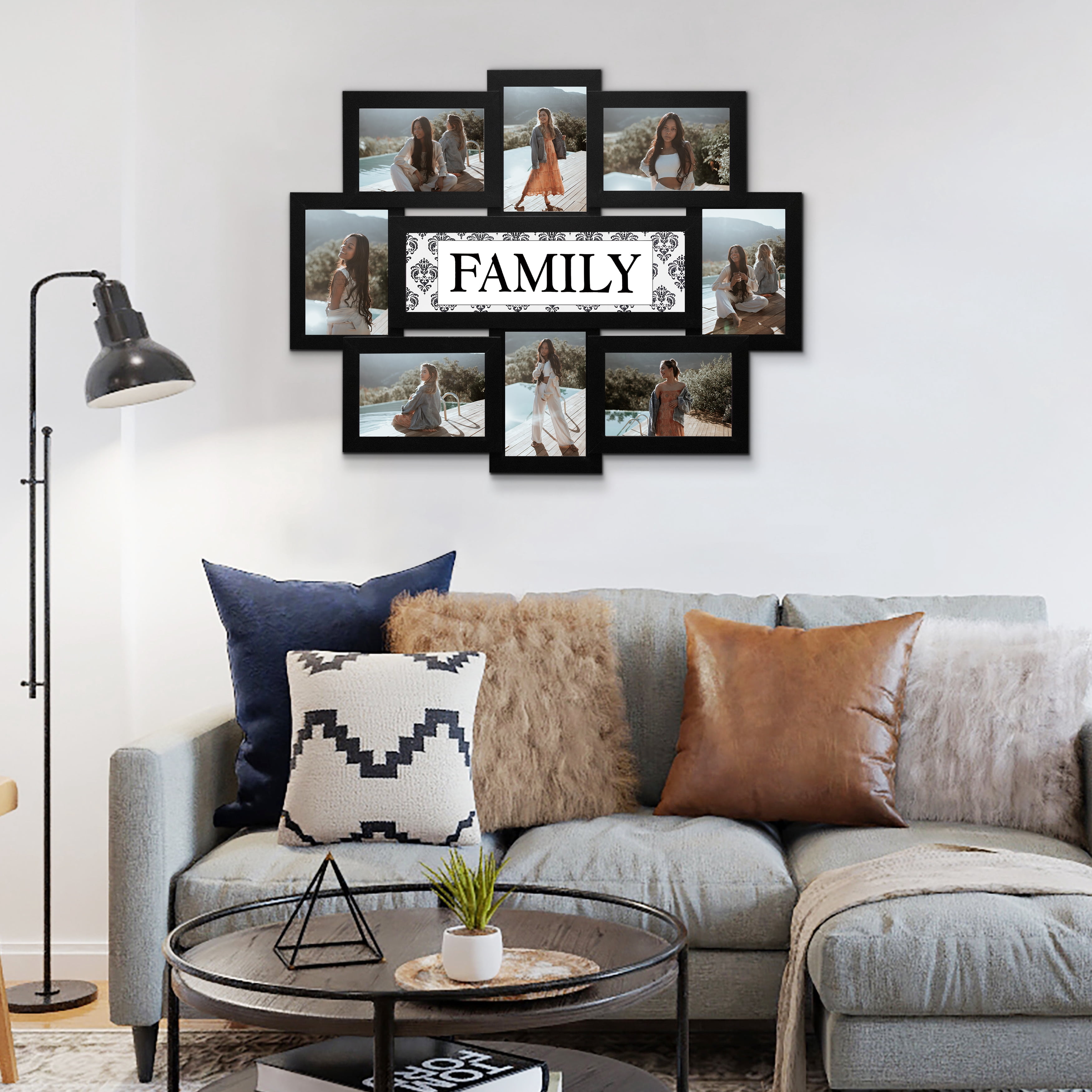 Hello Laura Family 8-Opening 4 x 6 Photo Frames, 8-Count Black Picture Frames