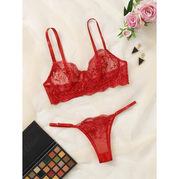 Red Lingerie Set Sheer