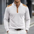 thumbnail image 1 of Ceisia Men's Loose Fit Long Sleeve Henley Shirts with Waffle Knit and Shoulder Color Block Patchwork, Stretch Blend Stand Collar Casual Tops Gifts, 1 of 5