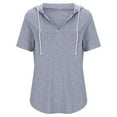 thumbnail image 3 of Timegard Womens Tops V Neck Short Sleeve Drawstring Hoodies Pullover Tee Comfy Summer Casual Tunic Tops, 3 of 5