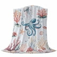 thumbnail image 6 of Octopus Coastal Blanket Soft Cozy Warm Throw Blanket for Couch, Plush Fuzzy Flannel Fleece Blankets for Sofa, Summer Beach Ocean Shell Jellyfish Starfish Bed Blankets Gifts for Men, 30"x40", 6 of 9