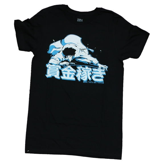 Cowboy Bebop Mens T-Shirt - Jumping Group Over White Logo (X-Large)