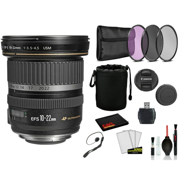 Canon EF-S 10-22mm f/3.5-4.5 USM  Lens with Bundle Package Deal Kit